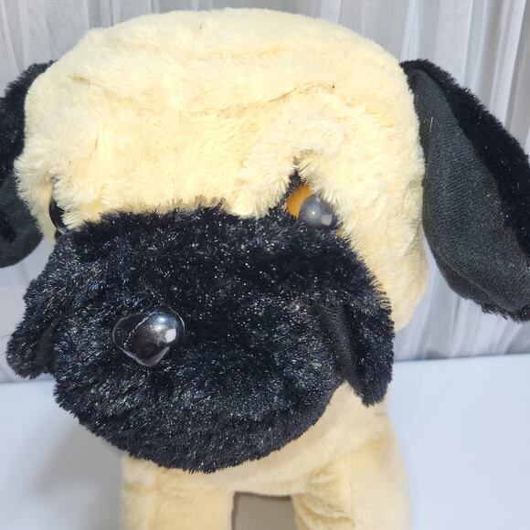 Bulldog Pug Black Tan Puppy Dog 18" Sitting Plush Stuffed Animal Classic Toy Co - Picture 11 of 11